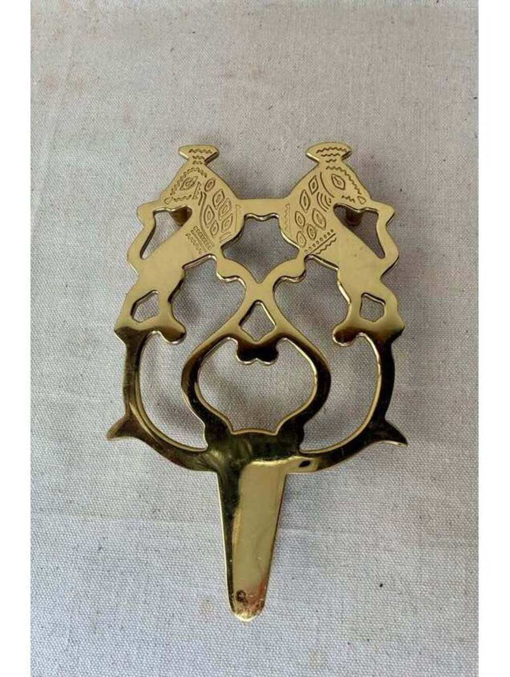 Vintage Brass Double lion Trivet